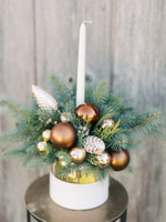 Christmas Centerpiece in Gold/White Vase